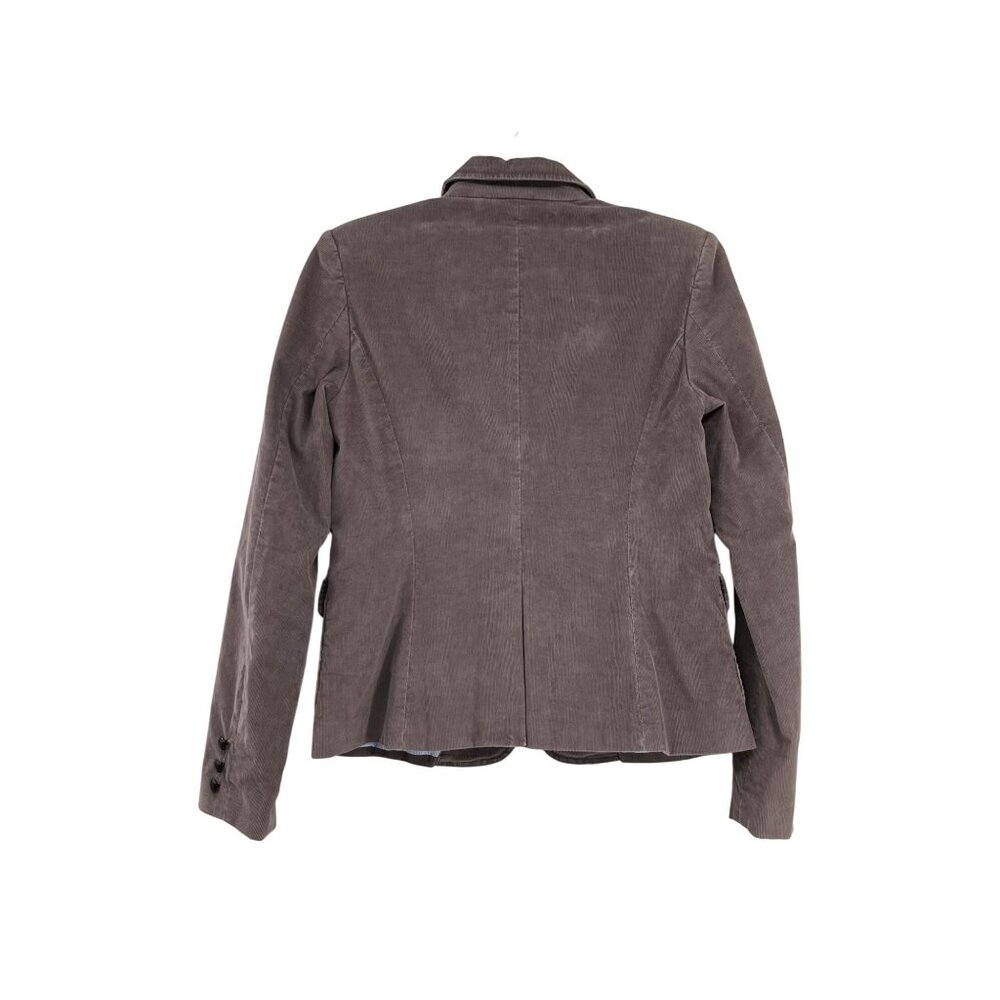 London Jean Corduroy Blazer Womens 8 Gray 2 Button Jacket Blue Lining - Picture 12 of 12